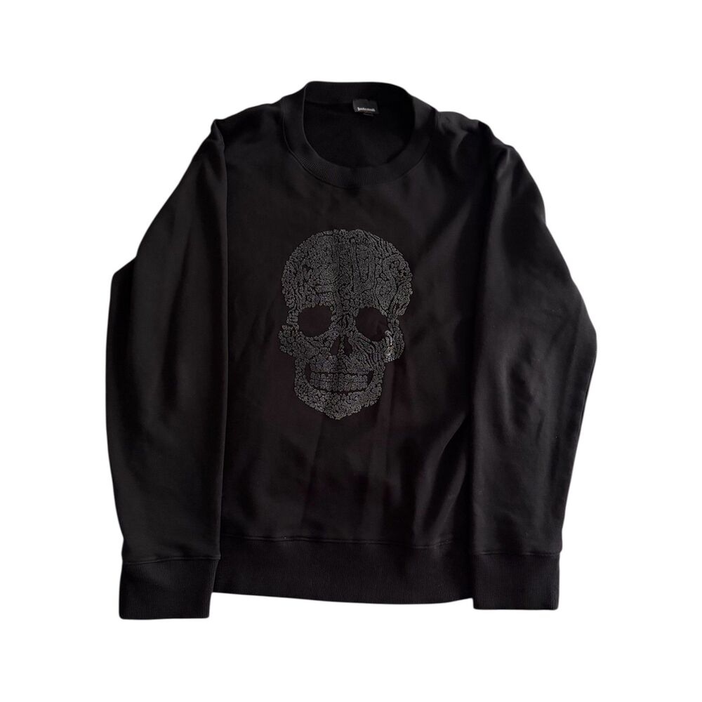 Just Cavalli Long Sleeve T-Shirt Black 3D Skull Men Size Large